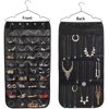 TekDeals Hanging Jewelry Organizer, Double Sided 40 Pockets and 20 Magic Tape Hook, Necklace Holder Jewelry Chain Organizer for Earrings Necklace Bracelet Ring, Black