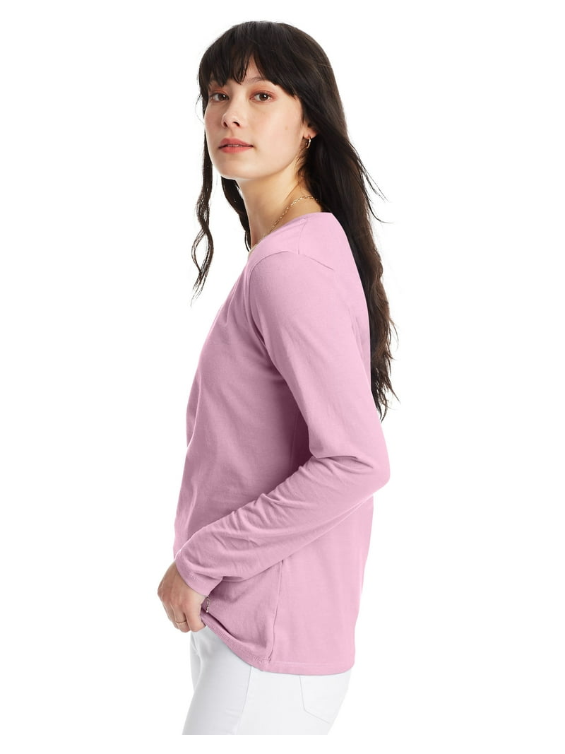 T-shirt col V fitness en coton femme - Bleu Myosotis - Domyos - Décathlon