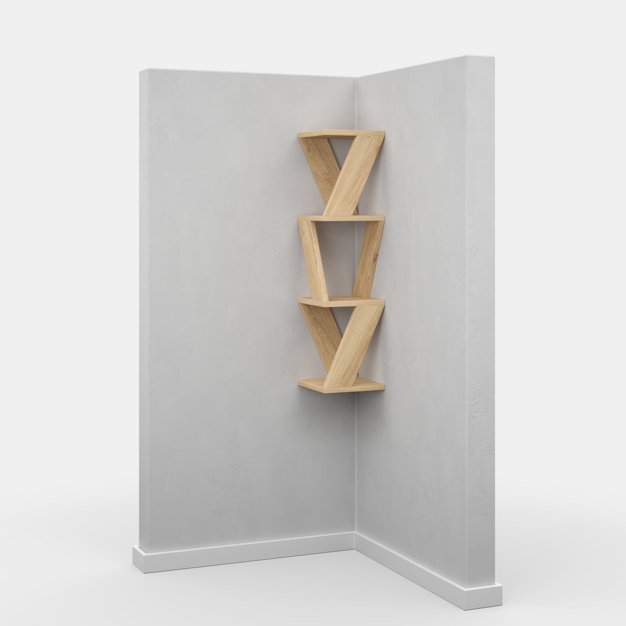 Ada Home Decor Furniture 8.66" 3 Tier Oak Chicago Modern Wall Shelf