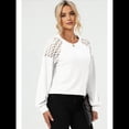 thumbnail image 4 of Blusas de Larga para Mujer, Elegantes, Informales, con Cuello Redondo, de Punto con Encaje de Gofre y Patchwork, Blusas Holgadas A XL, 4 of 8
