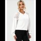 thumbnail image 4 of Blusas de Larga para Mujer, Elegantes, Informales, con Cuello Redondo, de Punto con Encaje de Gofre y Patchwork, Blusas Holgadas A S, 4 of 8
