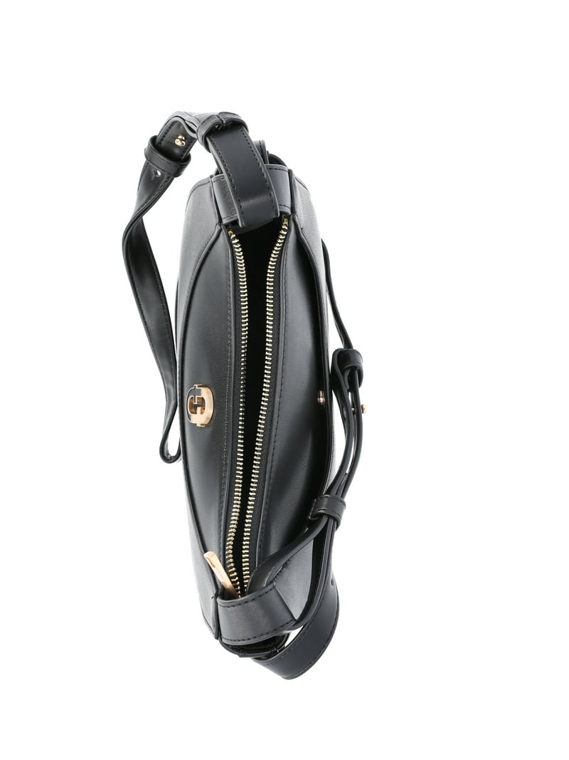 Time and Tru Women's Olivia Crossbody Bag Black with Adjustable