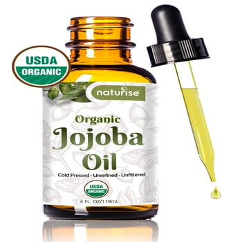 Naturise Jojoba Oil , Pure Cold Pressed Unrefined USDA  Jojoba Oil (4 Fl OZ) For Face, Hair, Skin, Nails, Beard, And DIYs