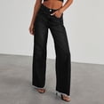 thumbnail image 6 of LYMAYTER Women Fashion Jeans Water Washing Versatile Wide Leg Jeans for S-2X High Waisted Strechy Raw Hem Denim Pants, 6 of 8