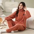 thumbnail image 2 of Conjunto de pijamas de franela para mujer, ropa de dormir de talla grande, M-5XL, gruesa y cálida, unicolor, para el hogar, Invierno, 2 of 5
