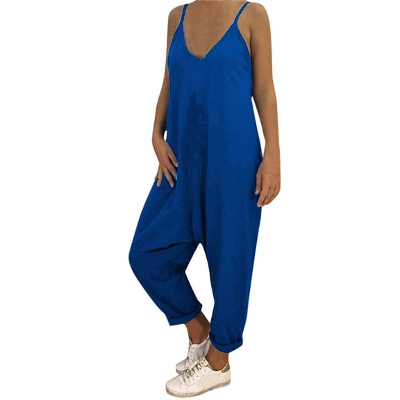 under $5 asdoklhq Womens Jumpsuits and Rompers,Sleeveless Jumpsuit Ladies Casual Loose Playsuit Long Trousers