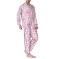 thumbnail image 2 of Sikiie pink bows Print Mens Pajama Set, Soft Warm Long Sleeve Sleepwear, Cozy Button-Down Pjs for Men-Medium, 2 of 7