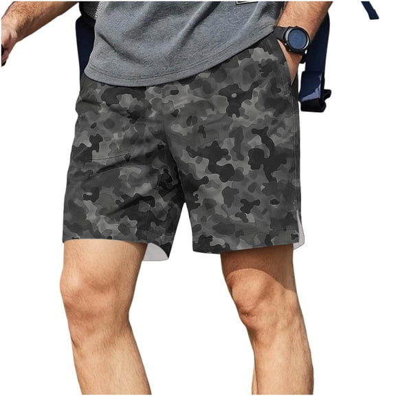 Yievot Camo Shorts for Men Casual Relaxed Fit Drawstring Elastic Waist Outdoor Hiking Summer Shorts