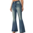 thumbnail image 2 of YanHoo Women's Flare Bell Bottom Jeans High Waisted Wide Leg Bootcut Jeans Vintage Y2k Streetwear Loose Fit Denim Pants Blue,S, 2 of 7