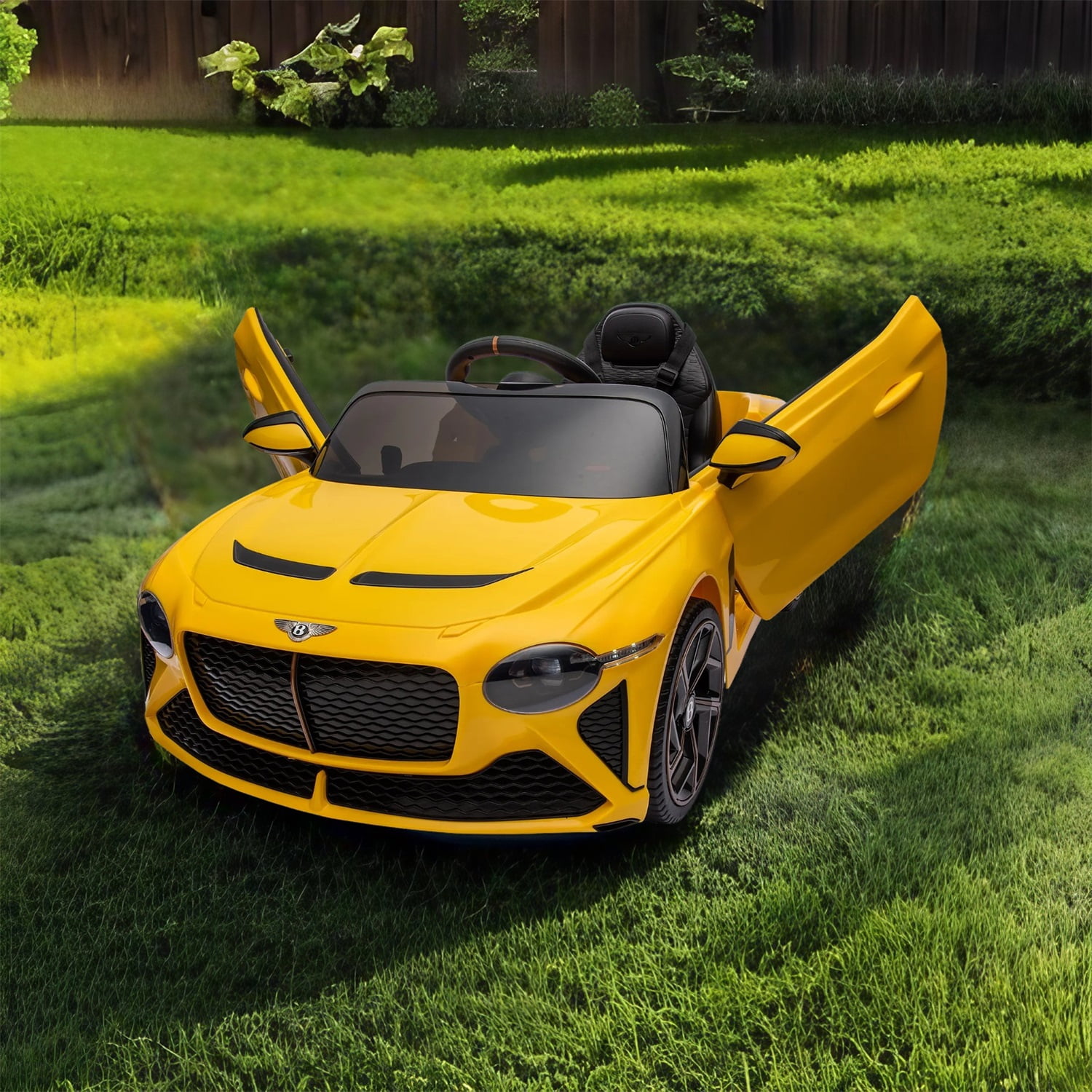 CIPACHO Kids Electric Ride On Toy, 12V 4 Wheels Battery Powered Sports Kids Car, Parents Control, Sound System, LED Headlights, Yellow