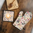 thumbnail image 5 of Pug Dogs with Flowers Kitchen Oven Mitt and Pot Holder Sets 2 Pcs for Baking, Cooking and Grilling, Heat Resistant Up To 392 °F, 5 of 7
