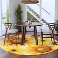 thumbnail image 3 of Round Rugs 7 Ft, Sunflower Non Slip Area Rugs for Kitchen Bedroom Entryway, Yellow Floral Elegant Flowers Pastoral Washable Carpet Runner Rug Floor Mats for Bedroom Home Decor, 3 of 8