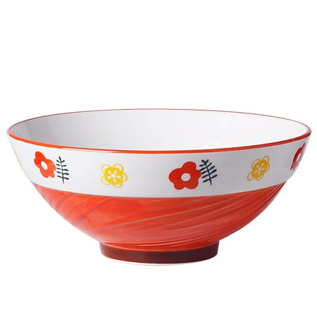 

1200ml Ceramic Ramen Bowl Household Large Noddle Bowl Hand-painted Noddle Soup Bowl with High-foot Design Threaded Design for Ramen Soup Kitchen