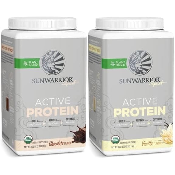 Sunwarrior Sport Organic Active Protein, Chocolate, Vegan Protein Powder, 20 Servings