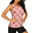 thumbnail image 2 of Xecao Strawberries print women's scoop neck, loose-fit workout tank tops for the gym., 2 of 9