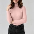 thumbnail image 2 of PBFRDSJ Women's Turtleneck Ribbed Knit Top Long Sleeve Slim Fit Pullover Sweaters Soft Warm Cozy Basic Stretchy Tops Free Sizes, 2 of 9
