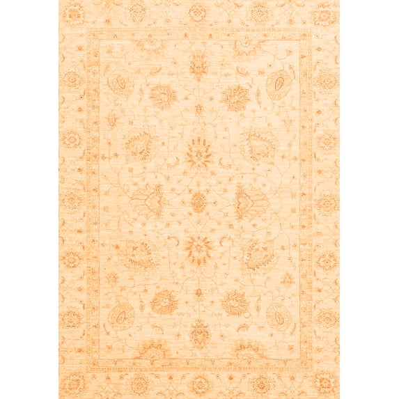 Ahgly Company Indoor Rectangle Oriental Orange Traditional Area Rugs, 7' x 9'