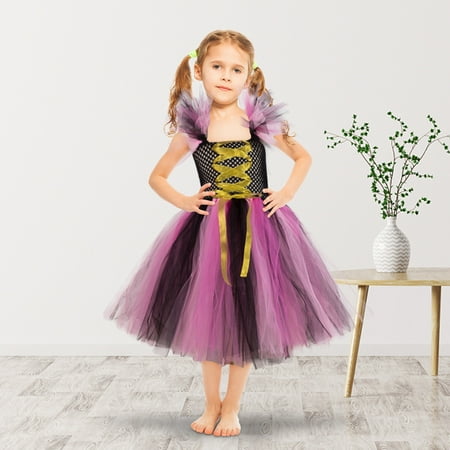 

Tejiojio Girls and Toddlers Soft Cotton Clearance Kids Girls Halloween Fashion Cute Stitching Color Frenulum Mesh Hollow Out Princess Dress