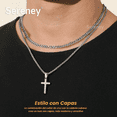 thumbnail image 2 of Collar Cruz Cadenas Acero Inoxidable Dijes Hombres Joyeria Xtellar plateado, 2 of 4