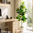 thumbnail image 6 of ROMSWI Artificial Fiddle Leaf Fig Tree 6FT Tall with White Planter, Natural Trunk Realistic Leaves Lifelike Faux Floor Plant For Home House Office Decor Indoor, 6 of 9