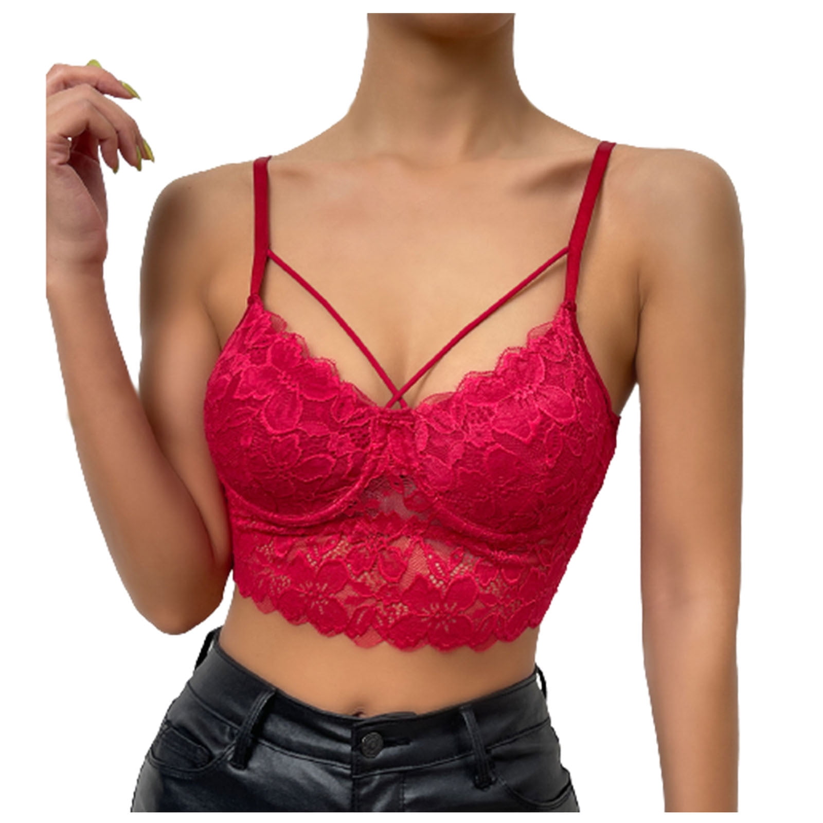RYRJJ On Clearance Lace Corset Crop Top V Neck Elastic Straps for