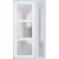 thumbnail image 2 of Front Exterior Prehung Metal-Plastic Door Frosted Glass / Manux 8552 White Silk / Side Window / Office Commercial and Residential Doors Entrance Patio Garage 50" x 80" Right-hand Inswing, 2 of 5