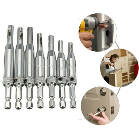 Bit Twist Drill Kit - EEEKit 7Pcs Door Lock Cabinet Hinge Drill Bits Set, Hole Opening Drill Bit Self-centering Twist Wood Carpenter Tools Kit