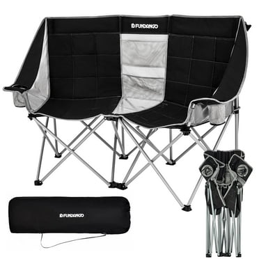 FUNDANGO Portable Outdoor Loveseat Chair, Double Seat Design for 2 Persons, Perfect for Outdoor Use, Black/Grey