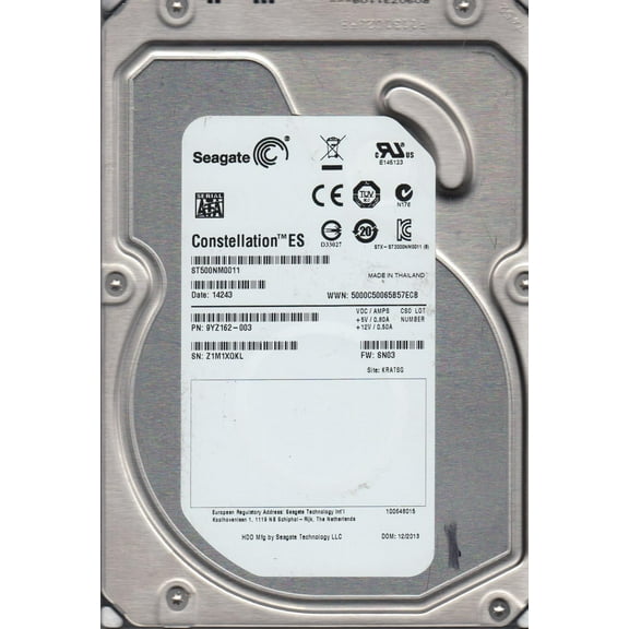 ST500NM0011, Z1M, KRATSG, PN 9YZ162-003, FW SN03, Seagate 500GB SATA 3.5 Hard Drive