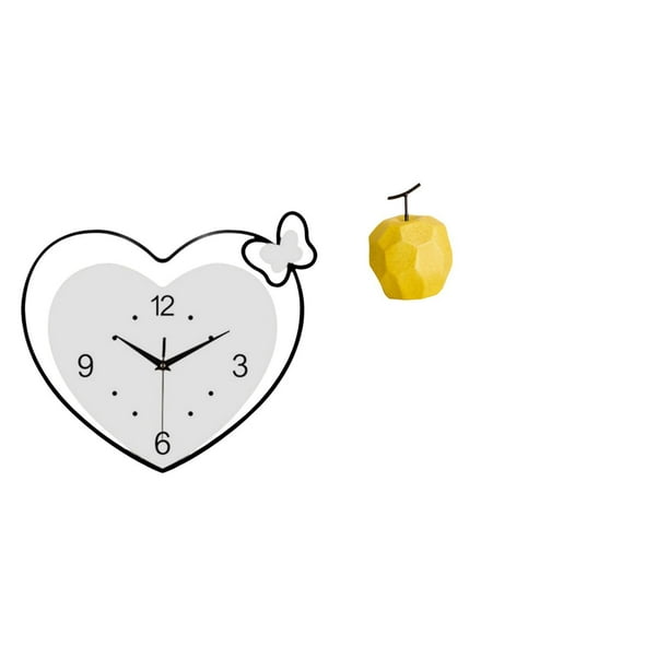 Reloj De Pared Con Forma De Corazón, Escultura De Fruta Acrílica, Decoración, Diseño Creativo, Movimiento Silencioso, Arte De Pared, Adorno De Porcelana, Mesa Coleccionable, Decoración