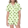 thumbnail image 4 of Ensemble de Pyjamas en Soie pour Filles, Manches Courtes Imprimées, Hauts Boutonnés, Ensemble de Pyjamas de Mode pour Filles, Pyjamas en Soie pour Filles, Garçons, Filles, Mode, 4 of 7