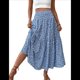 thumbnail image 3 of Falda Midi de Cintura Alta Elástica para Mujer, Informal, de Verano, , con Volantes, Estampado Floral, Corte A. Flor Azul S, 3 of 8
