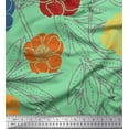 thumbnail image 1 of Soimoi Green polyester Crepe Fabric Leaves & Floral Hand Drawn Fabric Prints By Yard 42 Inch Wide, 1 of 1