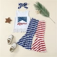 thumbnail image 2 of YunPes Girls' Wear Hot Holiday Fringe Vest + Independence Day Print Bell Bottom Pants Bow Three Set Star Print, 2 of 6
