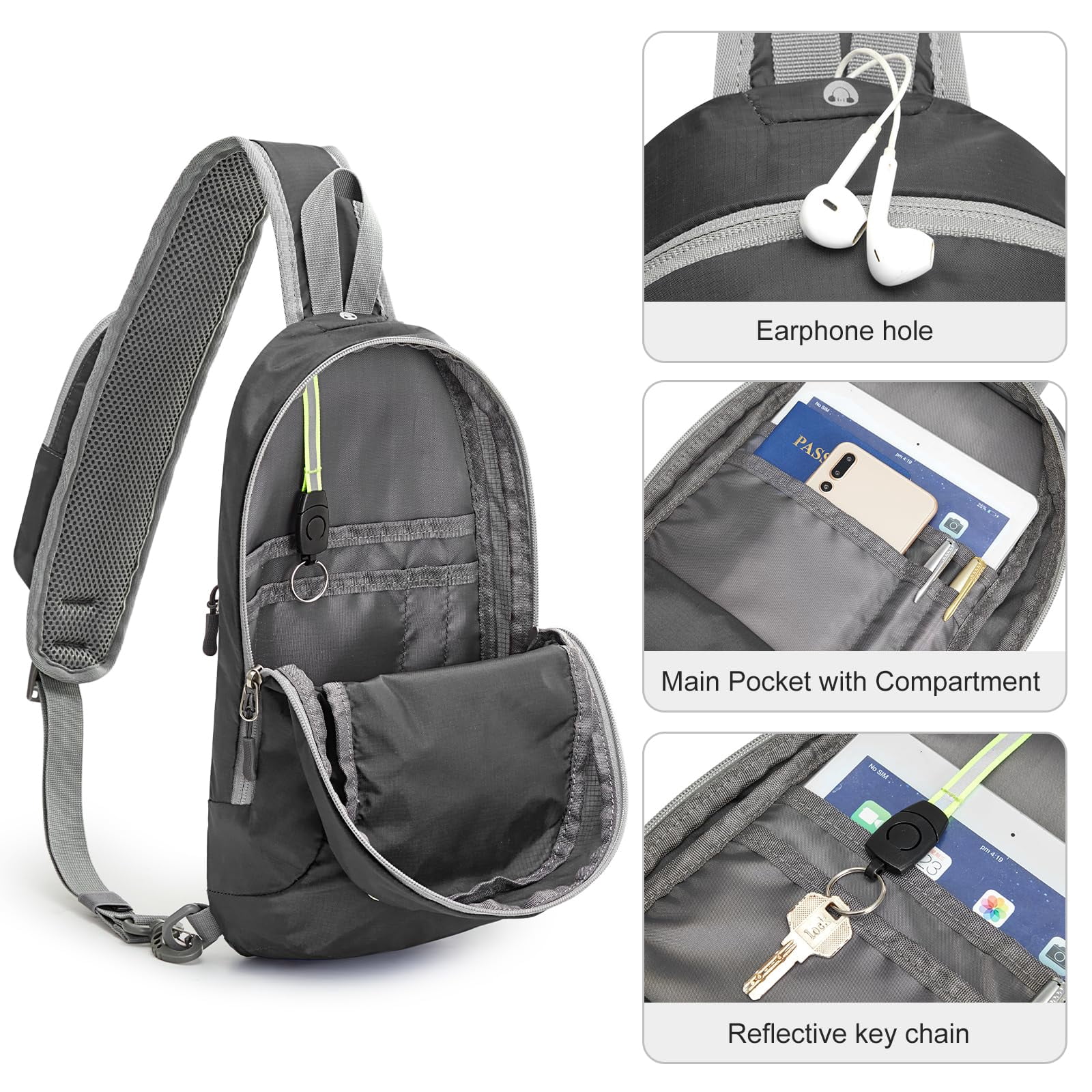 G4Free Sling Bag RFID Blocking Crossbody Backpack with Front Pocket Hiking Daypack Chest Bag for Women Men