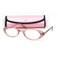 thumbnail image 1 of Lunettes de Lecture pour Femmes à Oeil de Chat Ovales Cloutées de Strass avec Étui Rigide Rose +2,0, 1 of 4