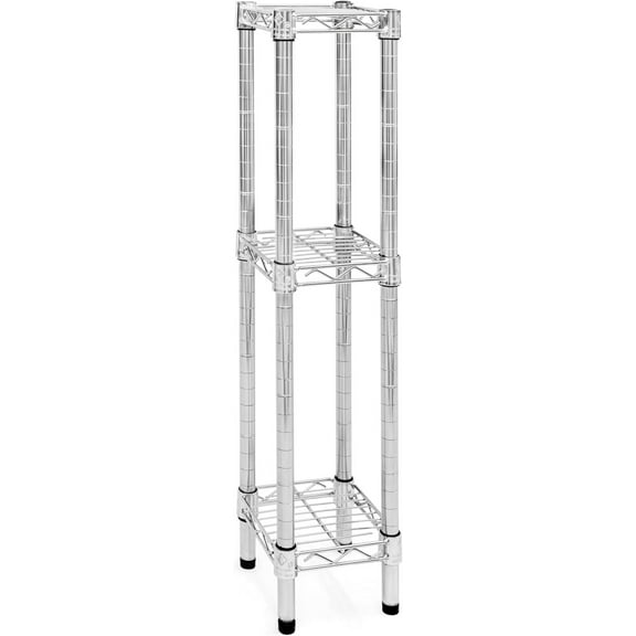 Shelving Inc. 8" d x 48" w Chrome Wire Shelving with 3 Tier Shelves, Weight Capacity 800lbs Per Shelf