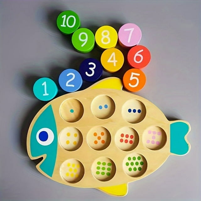 Children's Montessori Educational Game Color And Number Matching Counting Toy, Wooden Math Learning Board