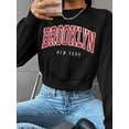 thumbnail image 2 of Arvbitana Women's Cropped Sweatshirts Letter Print Pullovers Crew Neck Jumpers Long Sleeve Workout Crop Tops Fall Winter Casual Clothes Streetwear, 2 of 5