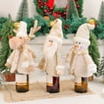 thumbnail image 2 of Christmas Wine Bottle Cover 3D Plush Santa Reindeer Snowman Champagne Bottle Topper Xmas Red Wine Bottle Bag for Holiday Dining Table Decor, 2 of 7