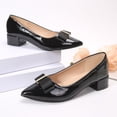 thumbnail image 6 of Rexoro Women Pointed Toe Pumps Bow Decor Slip On Low Chunky Heel Womens Shoes for Office Work Wedding Daily Wear, 6 of 8