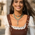 thumbnail image 2 of Western Necklaces Boho Layered Charm Necklace for Women Turquoise Beaded Choker Ox-head Pendant Necklace Western Jewelry for Women Cowgirl Accessories, 2 of 7