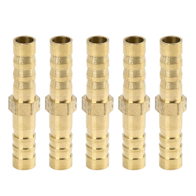 Conector De Unión Recta De Manguera De Púa De Latón De 6mm Para Aire Agua Aceite Gas 5Pcs