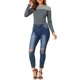 thumbnail image 2 of BLUSA DE MUJER INSPIRE CHIC T-SHIRT CASUAL DE MANGA LARGA A RAYAS EN BLOQUES DE COLOR M GRIS AZUL, 2 of 7