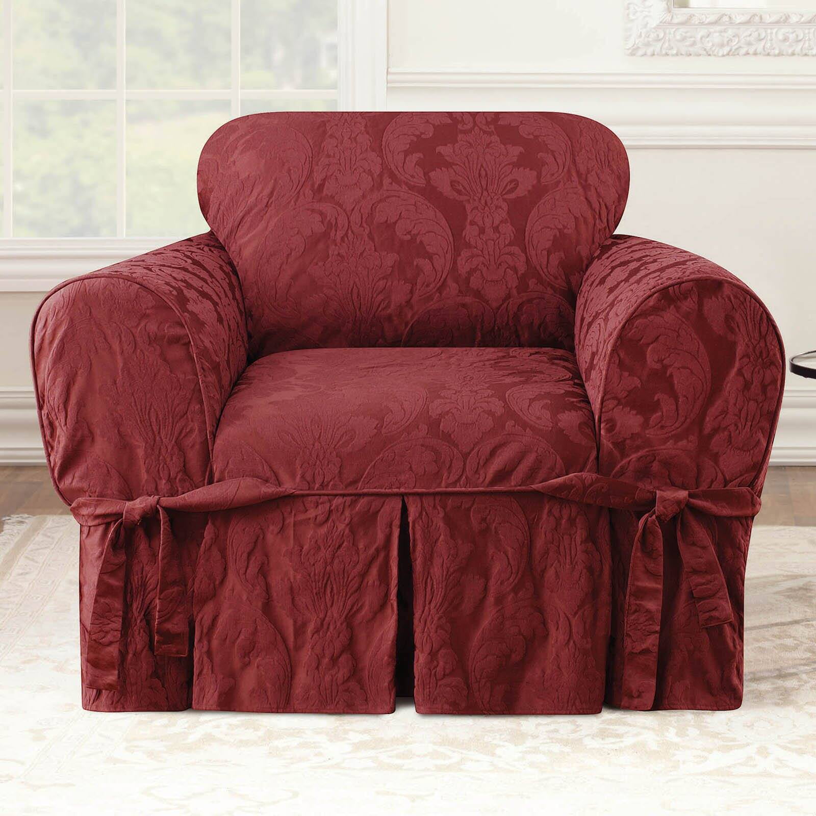Sure Fit Matelasse Damask Chair Cover, Sure Fit Matelasse Damask Arm Long Dining Room Chair Cover