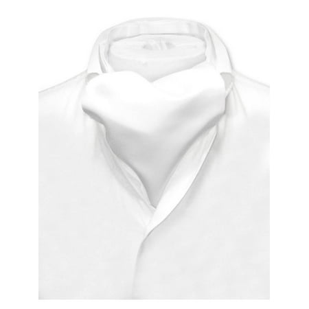 Ascot Tie - Vesuvio Napoli ASCOT Solid WHITE Color Cravat Men's Neck Tie