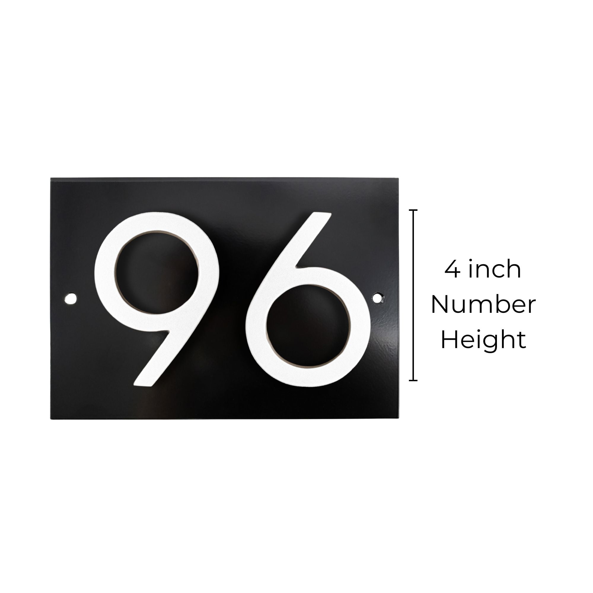 Floating Modern 4" Number Horizontal Address Plaque (2 characters) - Black/White