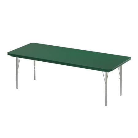 Correll Inc. Commercial Blow-Molded Plastic Top Activity Tables  30x60   RECTANGULAR  GREEN   SILVER MIST