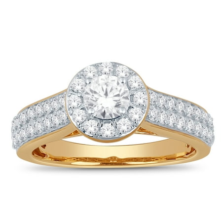 Her Special Place - Her Special day 10KT Yellow Gold Round Halo 1.00Ct T.W. Engagement Ring, IGL Certified