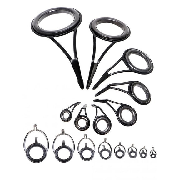 8 Pcs/Set Fishing Rod Guides Tip Fish 5-18mm Dia & 8 Pcs Fishing Rod Guide Oval Fishing Rod Eyes Guides Line Rings Pole